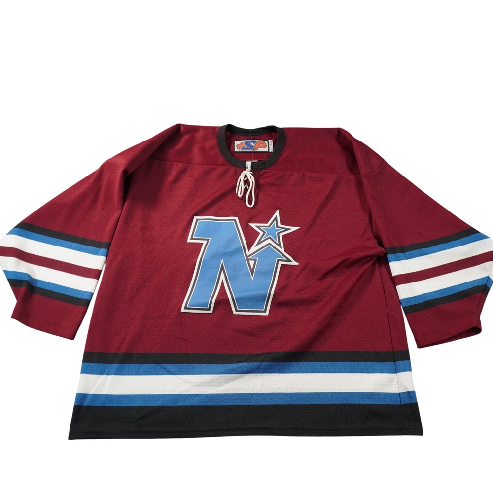 SP Hockey Jersey Mens XL Maroon Blue Custom Melko Sr 97 Flo-Knit Canada Made